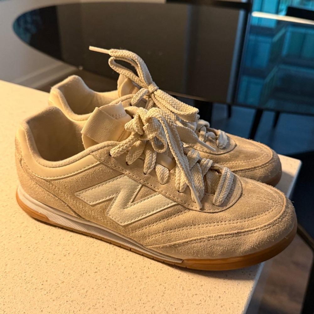New Balance Cream Suede Sneakers